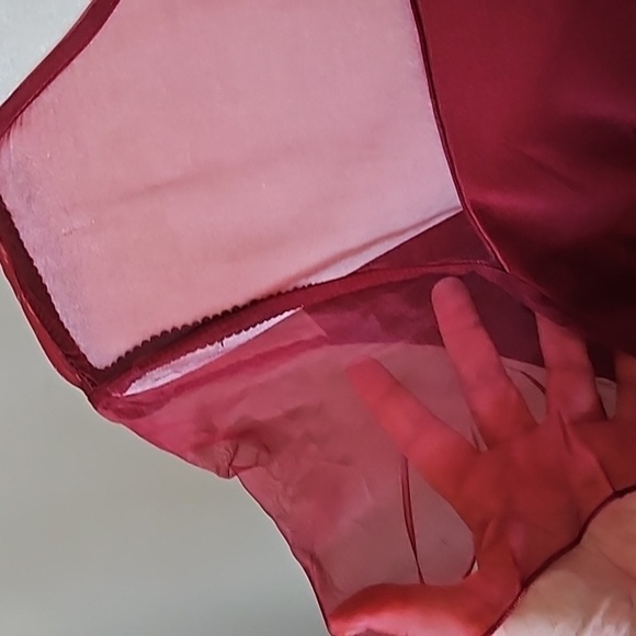 Roaman's Brick Red Short Sleeve Dress with Sheer Gauze Accents NWT - Picture 7 of 12